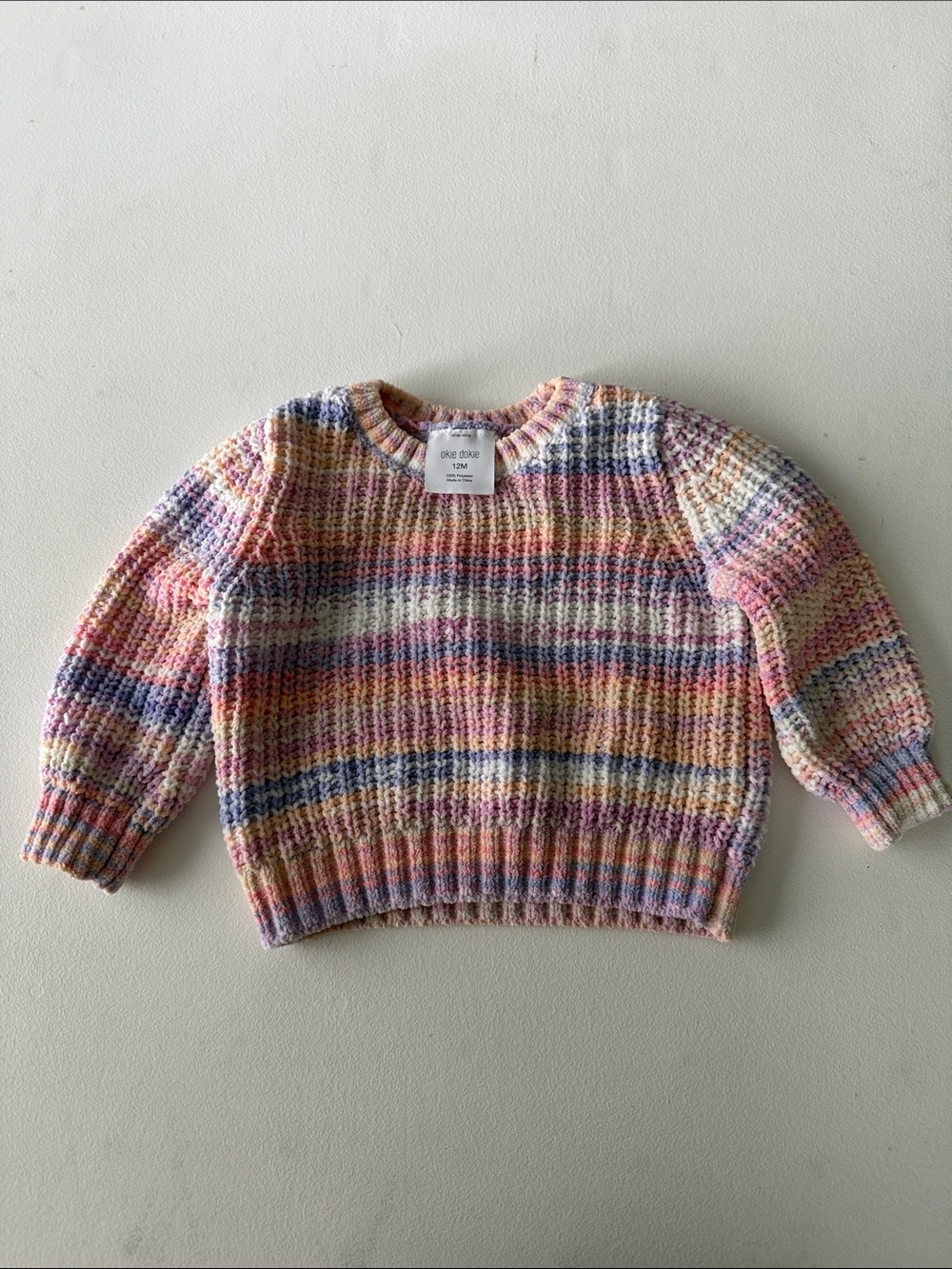 okie dokie - Pastel Multicolor Striped Crewneck knit Sweater